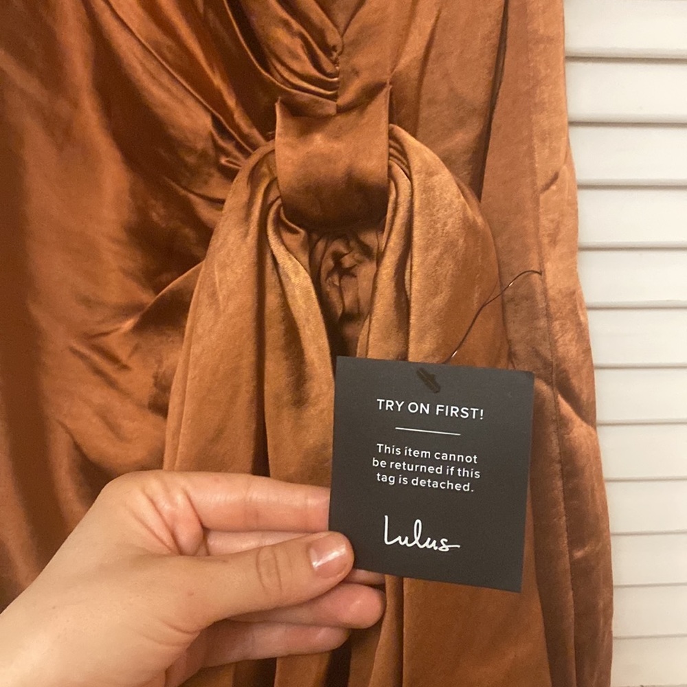 Lulu's Strapless Rust Dress - Picture 3 of 3